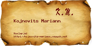 Kojnovits Mariann névjegykártya