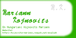 mariann kojnovits business card